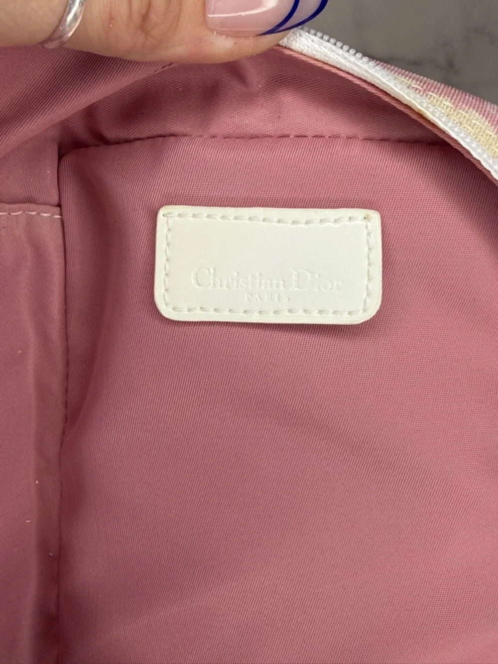 Dior Vintage Pink Trotter Wristlet Pouch Monogram Canvas Zip Bag Y2K - Picture 7 of 8